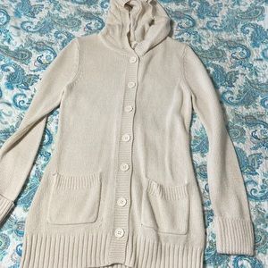 Button hooded cardigan